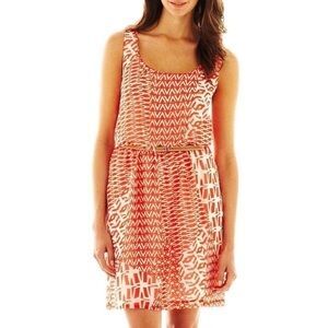 Bisou Bisou Print Blouson Dress Cream Tangerine